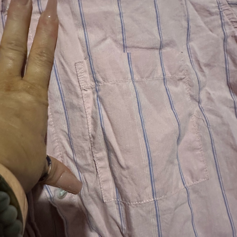 Universal Thread Pink Striped Button Down Shirt - Picture 2 of 3